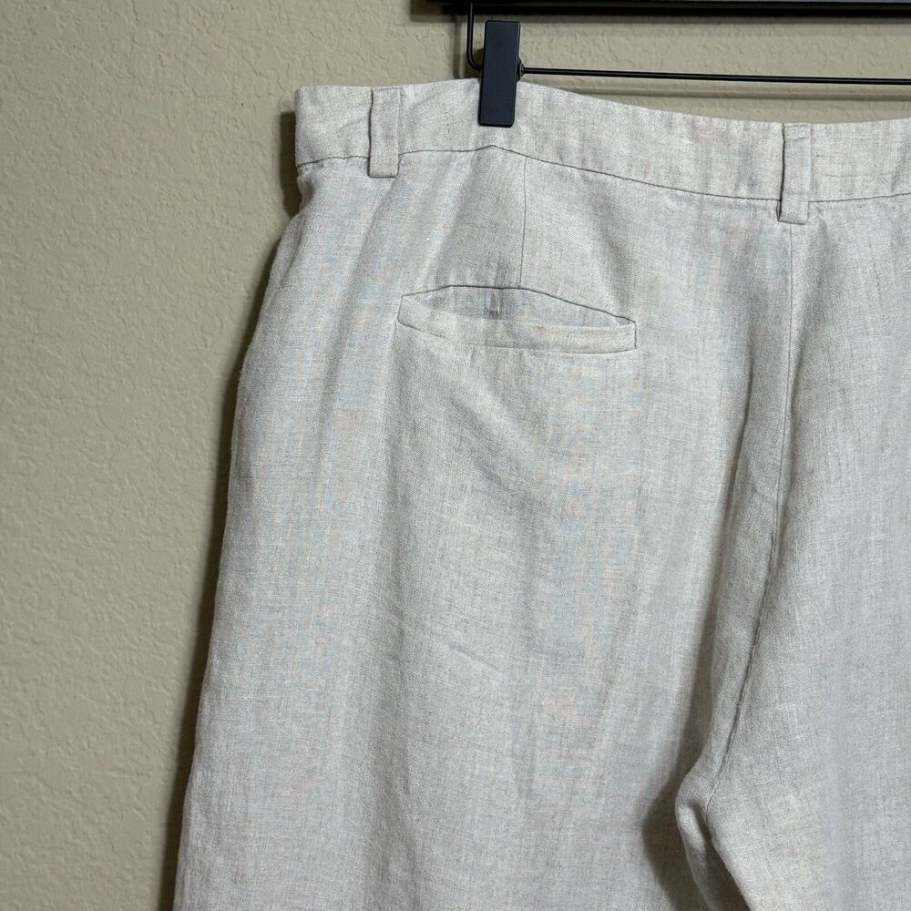 Eileen Fisher 100% Organic Linen Cream Wide Leg Trouser Pants Size L Lagenlook - Picture 10 of 12